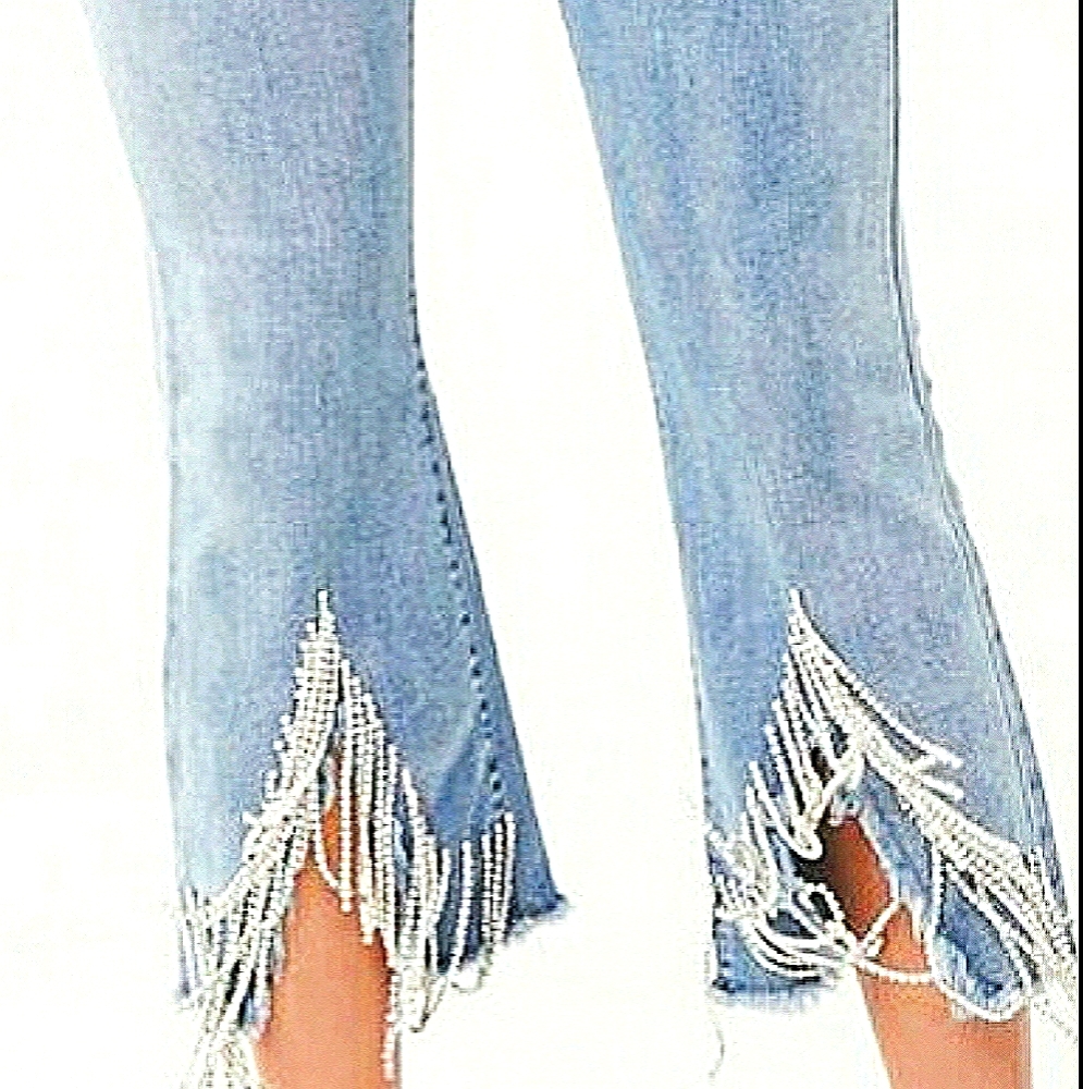 Forever 21 High-rise Rhinestone-Hem Jeans